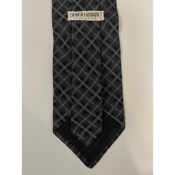 VTG Giorgio Armani Cravatte 100% Silk Black And Gray - Picture 3 of 3